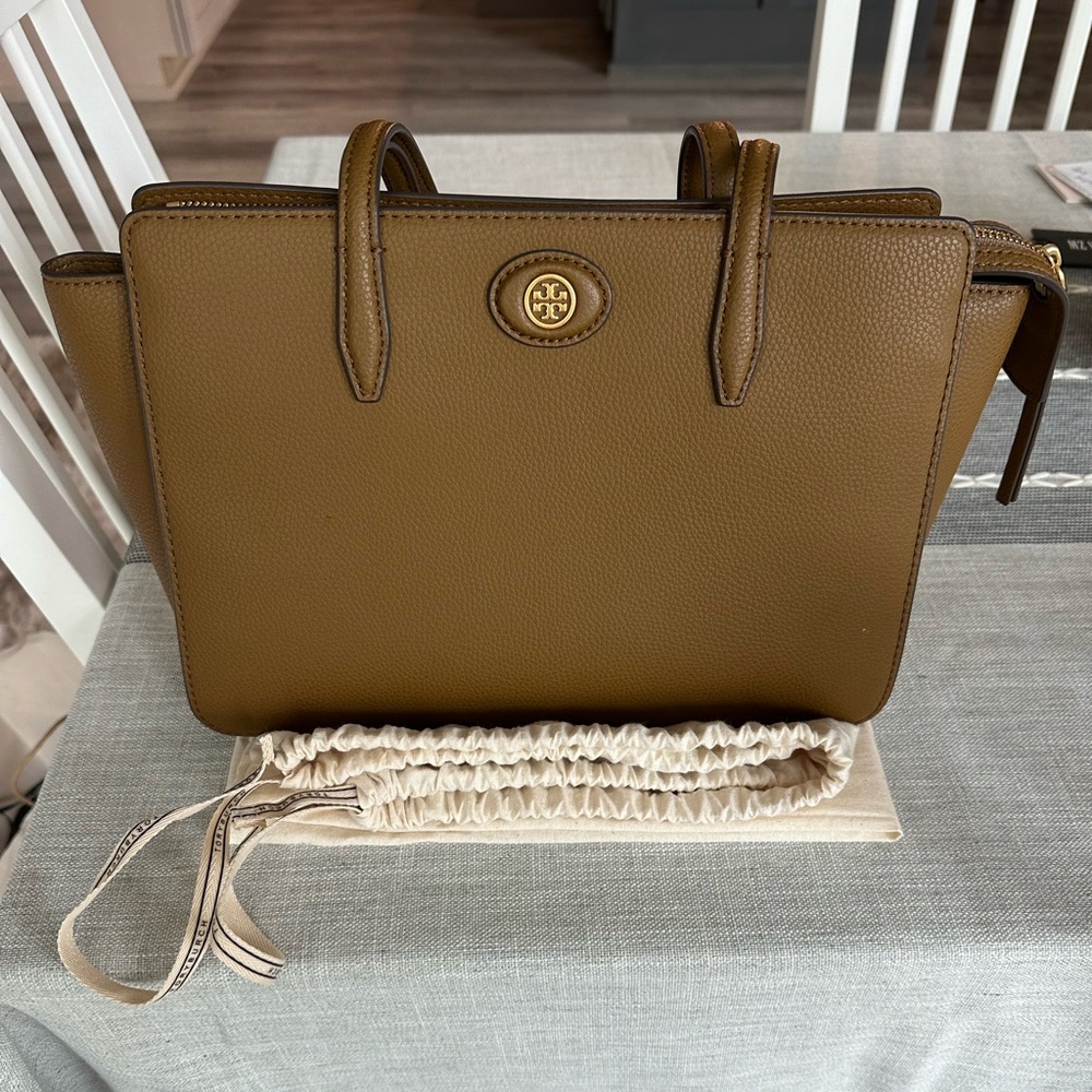 Tory Burch Light Brown Saffiano Leather Handbag in MINT condition